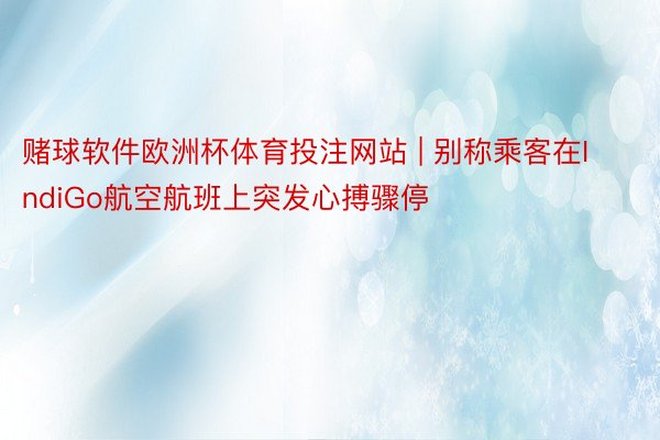 赌球软件欧洲杯体育投注网站 | 别称乘客在IndiGo航空航班上突发心搏骤停