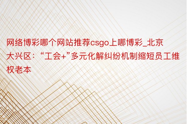 网络博彩哪个网站推荐csgo上哪博彩_北京大兴区:“工会+”多元化解纠纷机制缩短员工维权老本